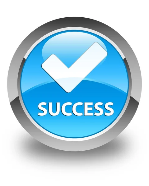 Успіх (правильна піктограма) глянцева блакитна кругла кнопка — стокове фото