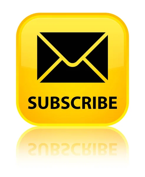 Subscribe (email icon) special yellow square button — Stock Photo, Image