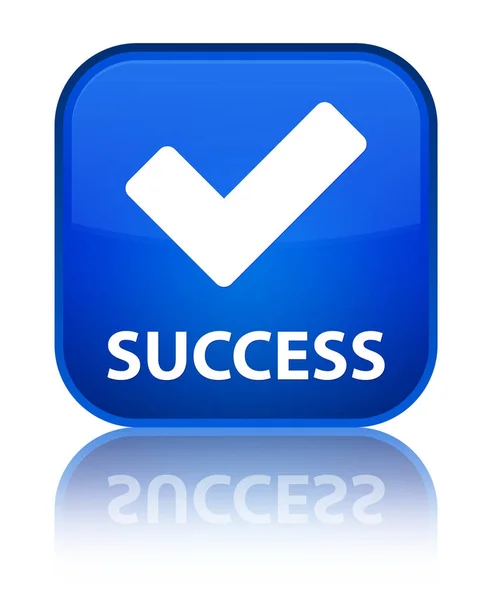 Успіх (правильна піктограма) спеціальна кнопка синього квадрата — стокове фото