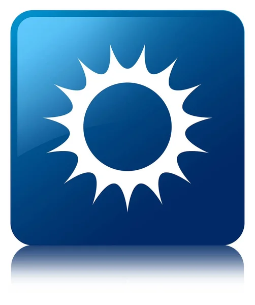 Icône soleil bouton carré bleu — Photo