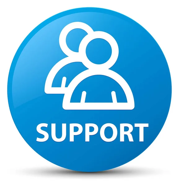 Support (icône de groupe) bouton rond bleu cyan — Photo