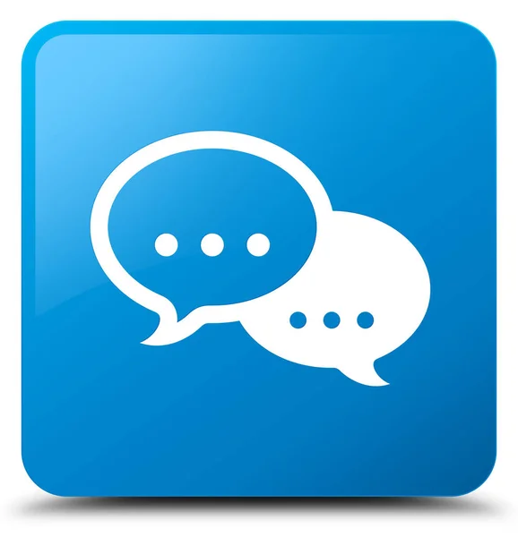 Talk bubble icon cyan blue square button — Stock Photo, Image