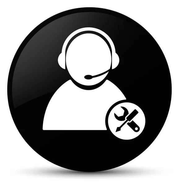 Tech support icon black round button — Stock Photo, Image