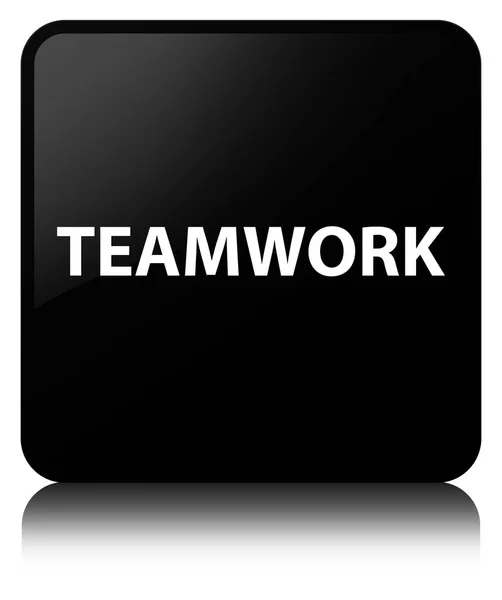 Trabalho em equipe botão quadrado preto — Fotografia de Stock