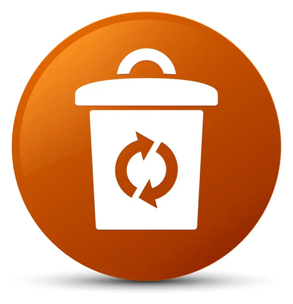 Çöp kutusu simgesine kahverengi yuvarlak düğmesi — Stok fotoğraf
