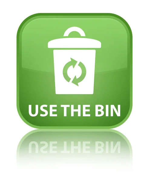 Use the bin special soft green square button — Stock Photo, Image