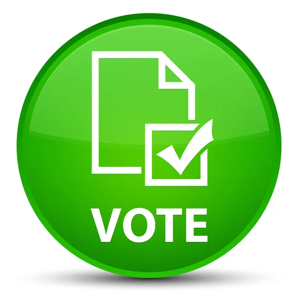Специальная зеленая круглая кнопка для голосования (значок опроса) — стоковое фото