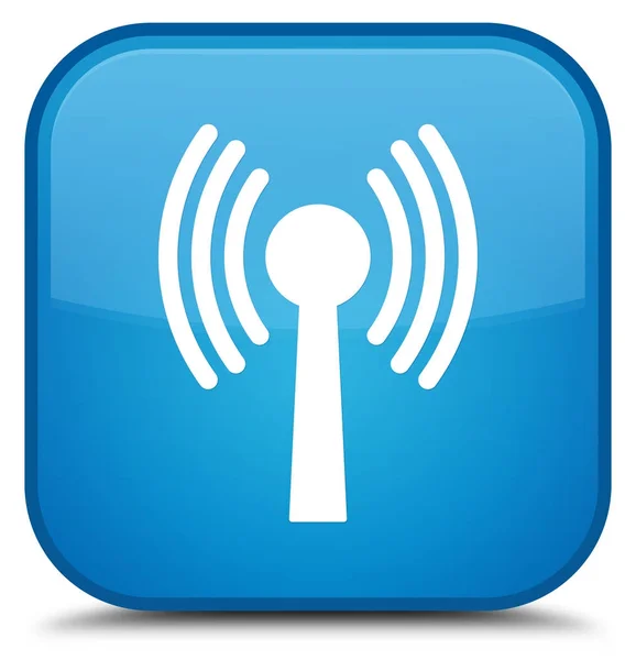 WLAN netwerk pictogram speciale cyaan blauw vierkante knop — Stockfoto