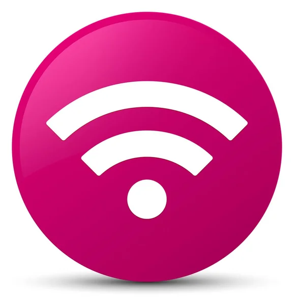Ikona WiFi růžové kulaté tlačítko — Stock fotografie