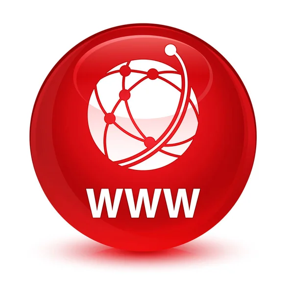 WWW (global network icon) glassy red round button — Stock Photo, Image