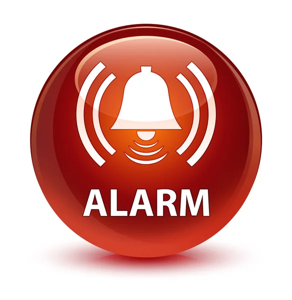 Alarm (Glockensymbol) glasig brauner runder Knopf — Stockfoto