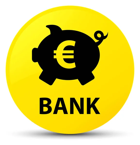 银行 (小猪盒欧元符号) 黄色圆按钮 — 图库照片