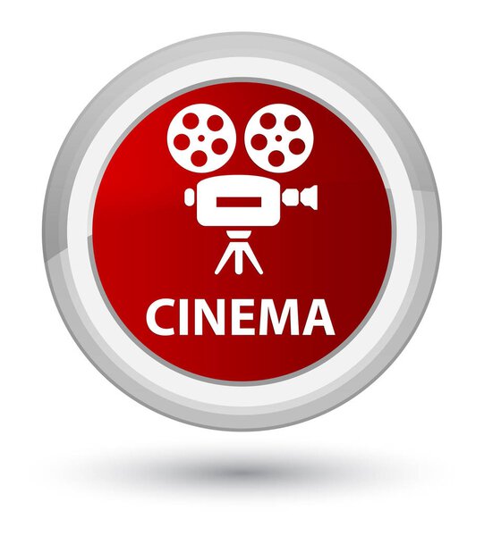 Cinema (video camera icon) isolated on prime red round button abstract illustration
