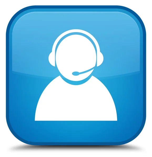 Customer care icon special cyan blue square button — Stock Photo, Image