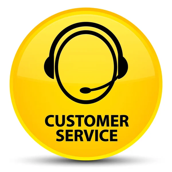 Customer service (customer care icon) special yellow round butto