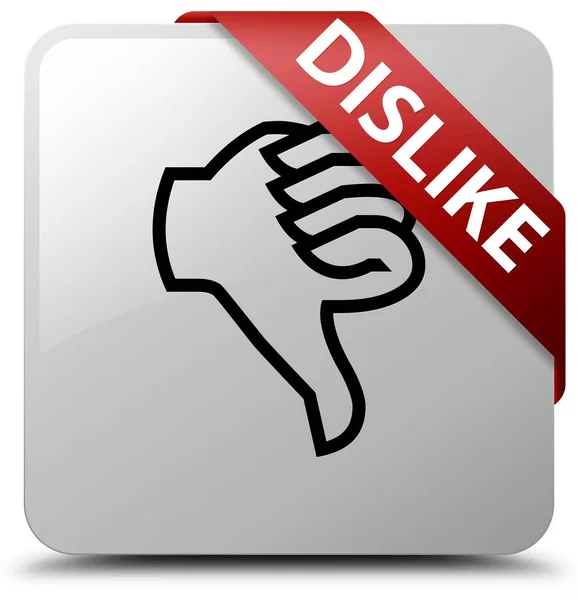 Dislike white square button red ribbon in corner — Stock Photo, Image