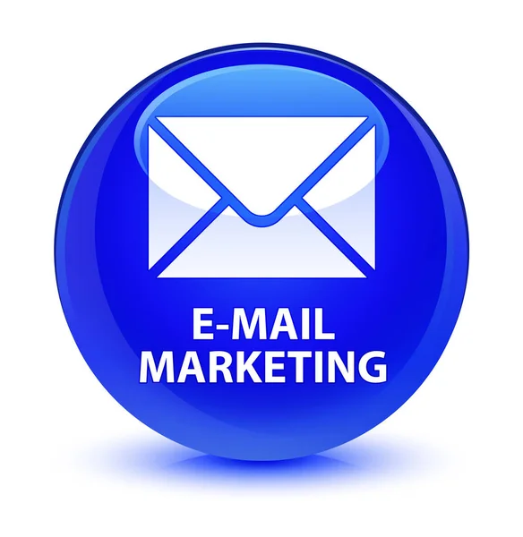 E-mail marketing vetro blu pulsante rotondo — Foto Stock