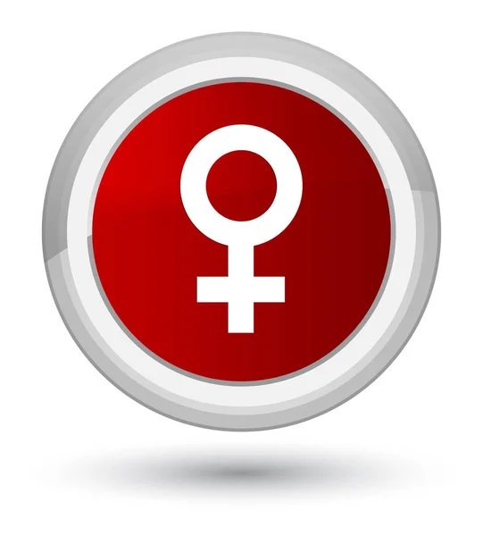 Icône signe féminin premier bouton rond rouge — Photo