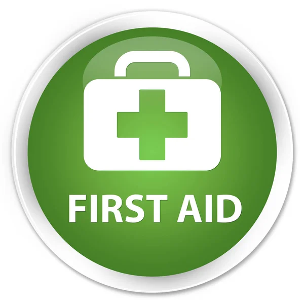 First aid premium soft green round button — Stock Photo, Image