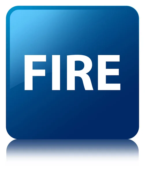 Fire blue square button — Stock Photo, Image