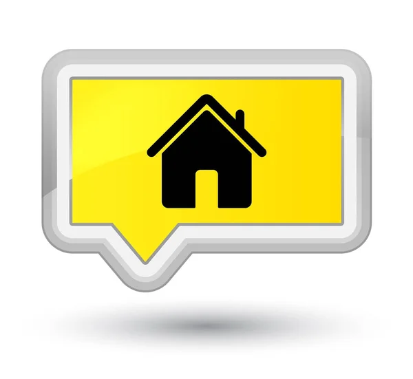 Ícone de casa botão banner amarelo primo — Fotografia de Stock