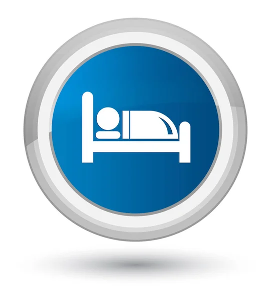 ホテルのベッドのアイコンのプライム ブルー ラウンド ボタン — ストック写真