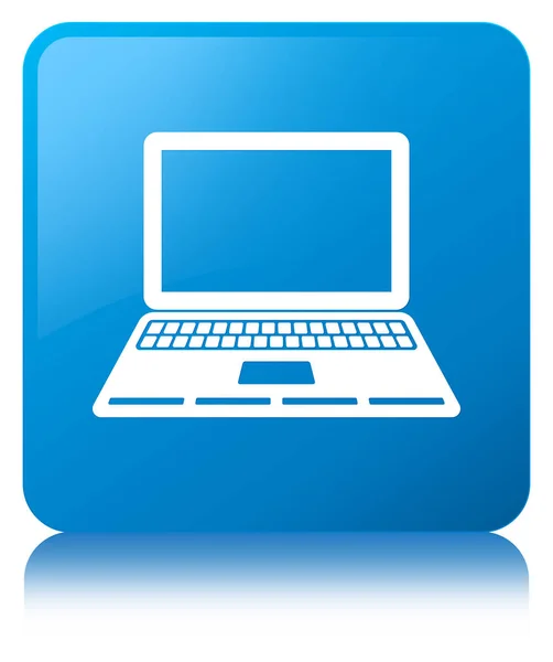 Laptop-Symbol cyanblau quadratische Taste — Stockfoto