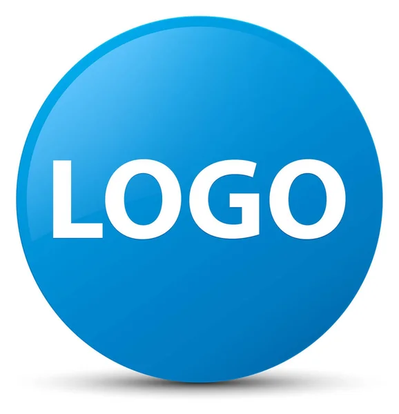 Logo cyan blauer runder Knopf — Stockfoto