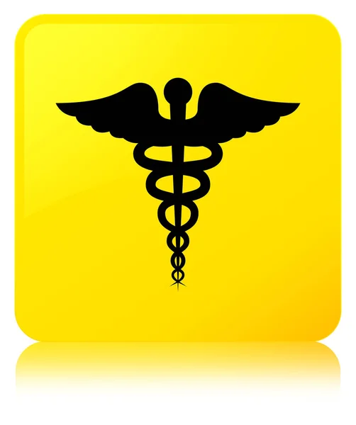 医療のアイコンが黄色の正方形ボタン — ストック写真