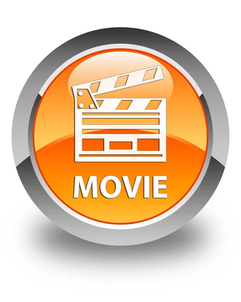 Film (cinema clip pictogram) glanzend oranje ronde knop — Stockfoto