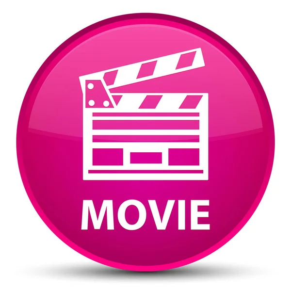 Filme (ícone clipe de cinema) botão redondo rosa especial — Fotografia de Stock