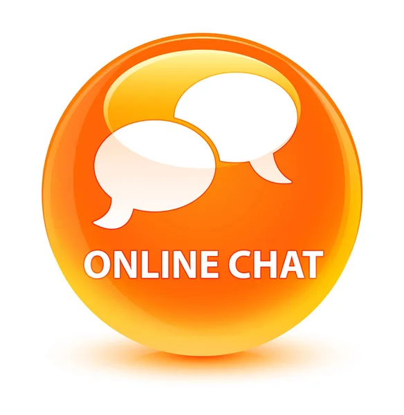 Online chat-sessie glazig oranje ronde knop — Stockfoto