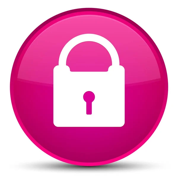 挂锁图标特殊粉红色圆形按钮 — 图库照片