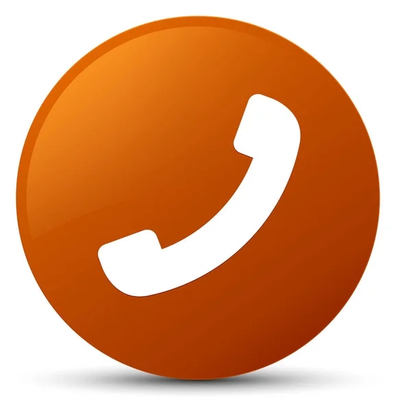 Telefone ícone marrom botão redondo — Fotografia de Stock