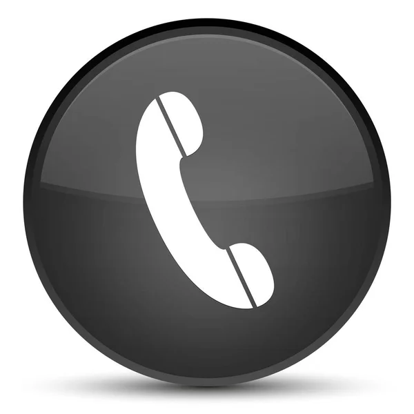 Telefon ikonu speciální černé kulaté tlačítko — Stock fotografie