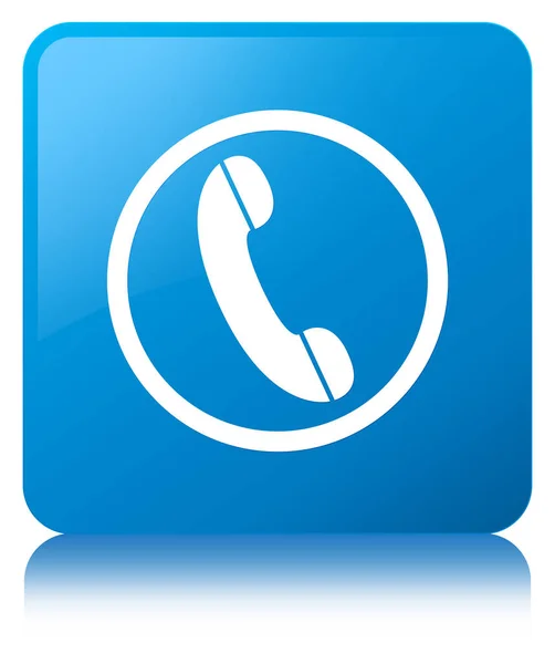 Telefon-Symbol cyan blau quadratische Taste — Stockfoto