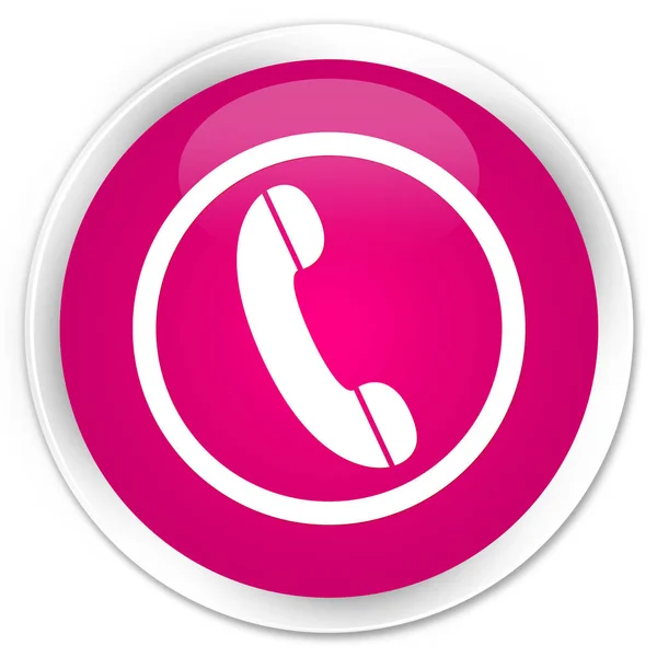 Telefon ikonen premium rosa runda knappen — Stockfoto