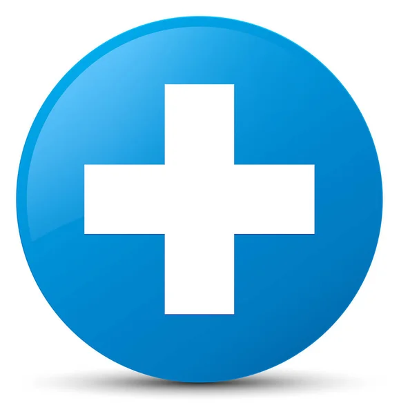 Plus icon cyan blue round button — Stock Photo, Image