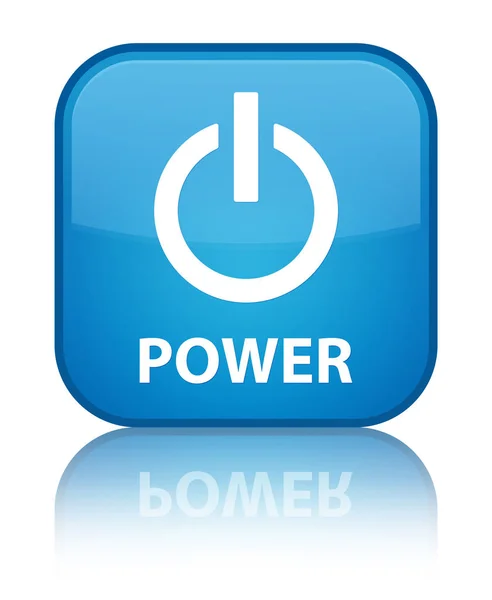 Power special cyan blue square button — Stock Photo, Image