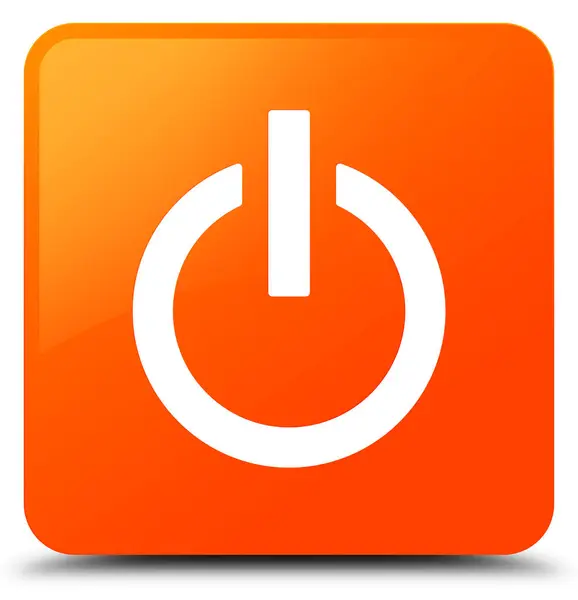 Power-Symbol orange quadratische Taste — Stockfoto