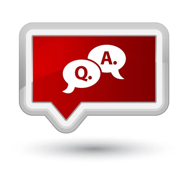 Pergunta resposta ícone bolha principal botão banner vermelho — Fotografia de Stock