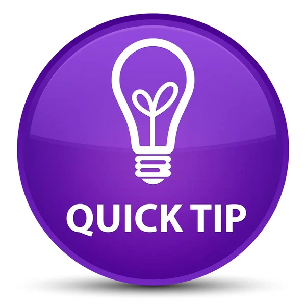 Quick tip (bulb icon) special purple round button — Stock Photo, Image