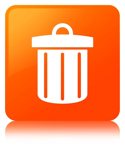 Recycleren bin pictogram oranje vierkante knop — Stockfoto