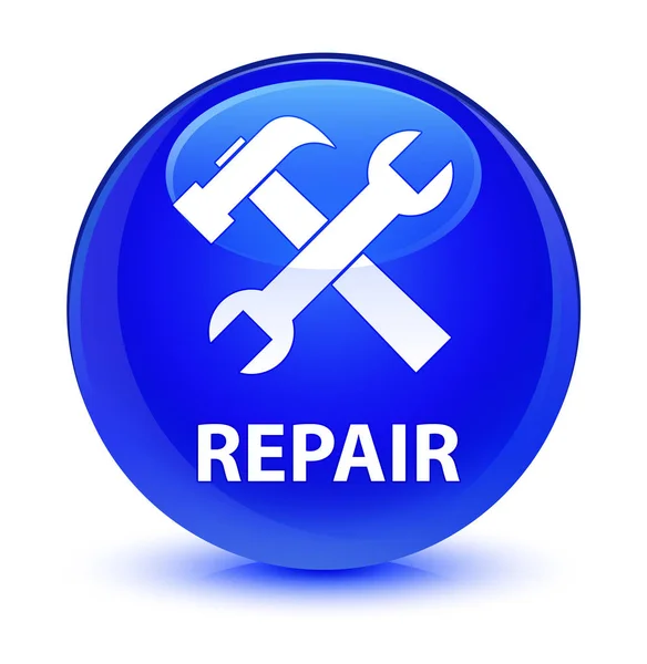 Repair (tools icon) glassy blue round button — Stock Photo, Image