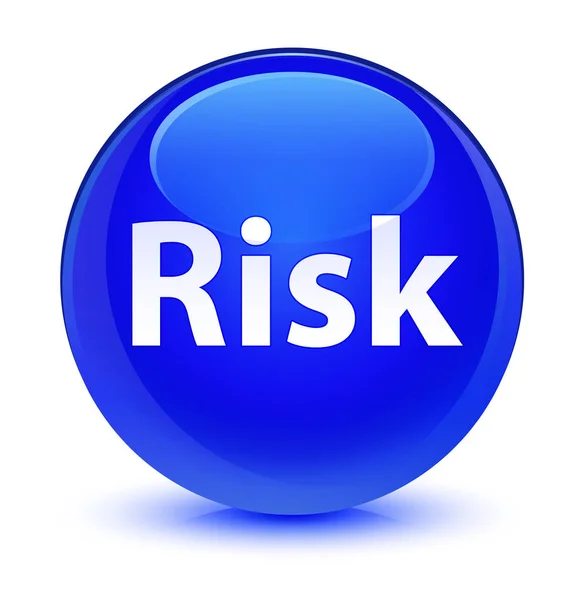 Risk camsı mavi yuvarlak düğmesi — Stok fotoğraf
