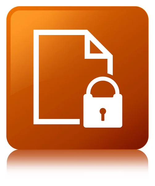 Secure document icon brown square button — Stock Photo, Image