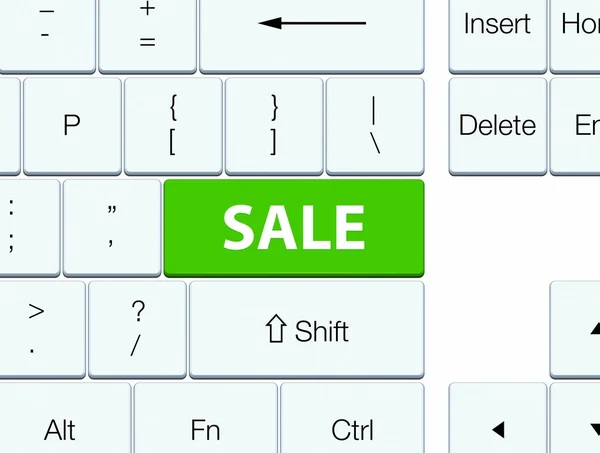 Sprzedaż miękka klawiatura zielony przycisk — Zdjęcie stockowe