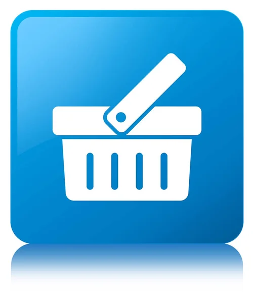Shopping cart icon cyan blue square button — Stock Photo, Image