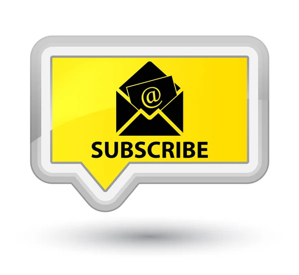 Prenumerera (nyhetsbrev e-ikonen) prime gul banderoll knappen — Stockfoto