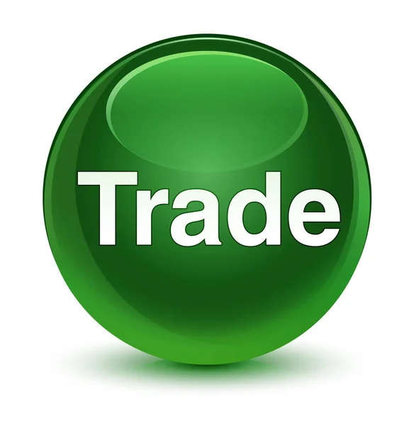 Trade glassy soft green round button — Stock Photo, Image